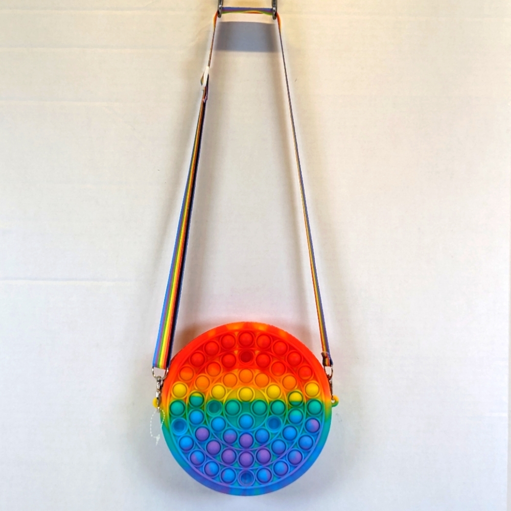 Pop-It Silicone Fidget Purse Rainbow with Adjustable Strap - Sold Out Online